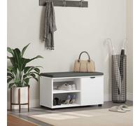 Hall Bench White 80x38x46 cm Engineered Wood Fabric Seat Shelf Adjustable 2-Tier