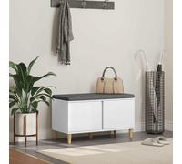 Hall Bench White 80x38x46 cm Engineered Wood & Fabric Storage Seat Padded Shelf