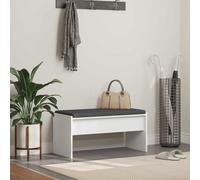 Hall Bench White 83x38x40cm Engineered Wood with Soft Cushion Modern Minimalist