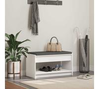 Hall Bench White 83x38x45cm Engineered Wood Frame with Fabric Cushion +1 Shelf -