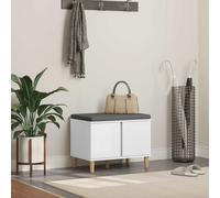 Hall Bench White Engineered Wood Fabric 60x38x46 cm Storage Seat with Removable