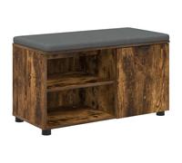 vidaXL Hall Bench with Cushion Plain Black Oak 60 x 38 x 46 cm, Hall Storage, Rectangular Modern Design, Durable Shelf, for Organizing Spaces, Versatile Use, Elegant Look, Compact