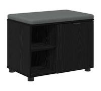 vidaXL Hall Bench with Cushion Plain Black Oak 60 x 38 x 46 cm, Hall Storage, Rectangular Modern Design, Durable Shelf, for Organizing Spaces, Versatile Use, Elegant Look, Compact