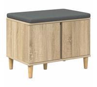 Hall Bench with Cushion with Storage Engineered Wood and Fabric Seating vidaXL