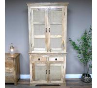 Hall Cabinet - Mango Wood and Rattan - Tall