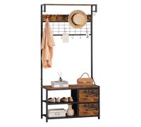 Hall coat stand, clothes rail, shoe rack, bench & drawers