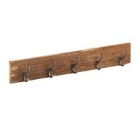 Hall Hanger Reclaimed Solid Wood 100x15cm Natural Rustic Antler 5 Hook Cast Iron