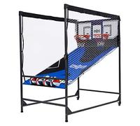 Hall of Games Premium Arcade Cage Basketball Game with Steel Frame and Polycarbonate Backboard, Dual Shot LED Scoring with 6 Size 8.5 Inch Basketballs