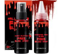 Hall/oween Fake Blood Kit,Realistic Fake Blood Makeup,Special Effects Makeup for Face,hall/oween Supplies,Suitable for Face & Clothes with Dripping & Coagulated Blood Effects,Washable,Professional