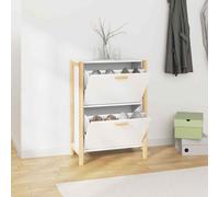 Hall Shoe Rack Cabinet Brown Engineered Wood & Natural Rattan vidaXL