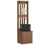 Hall Tree Bench Walnut 45x40x159.5 cm Solid Pinewood Storage Hook Seat Cabinets