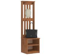 Hall Tree Brown Solid Pine & Engineered Wood 45x40x159.5 cm Rustic Bench w/Hooks