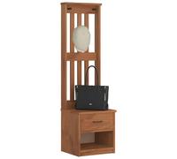 Hall Tree Dark Brown Pine 45x40x159.5cm Acacia Finish Bench with Hooks Storage+