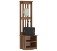 Hall Tree Dark Brown Pine 45x40x159.5cm Acacia-Style Bench with Hooks and Shelf.