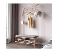 Hall Tree Shoe Bench with Storage, 3 in 1 Entryway Coat Rack, Industrial Bench with 6/8 Hooks, 3-Tier Storage Shelf, Velvet Upholstered Seat, Metal Frame