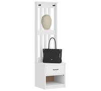 Hall Tree White Solid Pinewood & Engineered Wood 45x40x159.5 cm Rustic with Seat