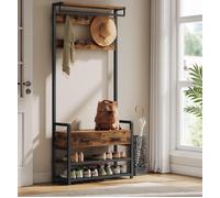 Hall Tree with Fabric Drawers Shoe Storage and Hooks VASAGLE Brown One Size