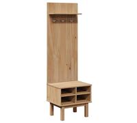 Hall Unit Entryway Bench Coat Rack Storage Cabinet Solid Wood Pine vidaXL
