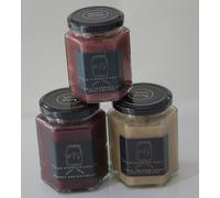 Hallam-Furneaux Sauce Co. Chutney and Condiment Gift Box. (Orchard Box - Apple and Rhubarb (260g) Bramble and Gin (260g) Vodka, Cranberry and Apple (185g))