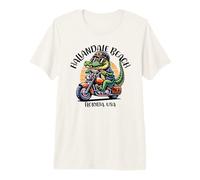 Hallandale Beach Florida Alligator Motorcycle Cartoon Design Premium T-Shirt