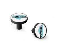 Hallelujah Praise The Lord Cabinet Knobs and Wall Hooks, 6 Pack Modern Drawer Pulls with Black-Style-1 Base, Solid Zinc Alloy Handles for Kitchen, Bathroom, Dresser