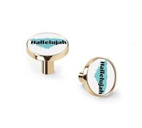 Hallelujah Praise The Lord Cabinet Knobs and Wall Hooks, 6 Pack Modern Drawer Pulls with Golden-Style-1 Base, Solid Zinc Alloy Handles for Kitchen, Bathroom, Dresser