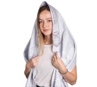 HalleluYAH Tallit Prayer Shawl from Israel - Lord’s Name Spelled on 4 Corners - XL 72x36 Inches, Silver, 72"x22"