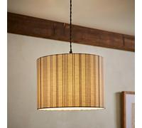 Hallie Lampshade Stripe Pattern Natural Linen Drum Ceiling Small Large Shade LED