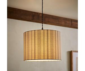 Hallie Lampshade Stripe Pattern Natural Linen Drum Ceiling Small Large Shade LED