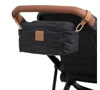 Hallie Stroller Bag, Quilted Waterproof Crossbody Nappy Bag Stroller Accessory Organiser Pram Caddy Hanging Stroller Organizer Bag (Black)