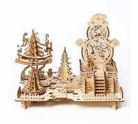 Hallisun 3D Wooden Puzzle for Adults, 3D Puzzle Model Christmas Playground Mechanical Model Kit Building, Christmas House Series Construction Craft Set, DIY Hobbies Collections Decors Gifts 170 PCS