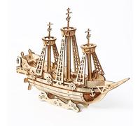 Hallisun 3D Wooden Puzzle for Adults, 3D Puzzle Model Pirate Ship Mechanical Model Kit Sailing Ship Building, Vintage Boat Series Construction Craft Set, DIY Hobbies Collections Decors Gifts 180 PCS