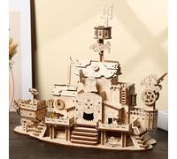 Hallisun 3D Wooden Puzzle for Adults, 3D Puzzle Model Pirate Tavern Mechanical Model Kit, Pirate Hotel Building Construction Craft Set for Halloween Decor, DIY Hobbies Home Decoration Gifts 220 PCS