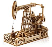 Hallisun 3D Wooden Puzzle for Adults, Miniature Oil Derrick 3D Wooden Puzzle Mechanical Model Kit, Wood DIY Oil Rig Toy Building, Vintage Construction Craft Set, DIY Christmas Birthday Gifts, 186 PCS