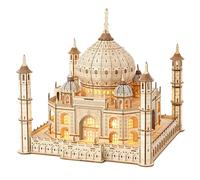 Hallisun 3D Wooden Puzzle Taj Mahal with Light, Taj Mahal 3D Puzzle Wooden Architecture Model Kit, Self-Assembly Mechanical Building Set, Educational STEM Craft Toy, Birthday Gift, Home Decor 388 PCS