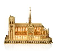 Hallisun 3D Wooden Puzzles for Adults, Notre Dame de Paris Church Architecture Model Kit with Light, DIY Night Edition Construction Building Craft Set Christmas Birthday Gift, Home Decor, 266 PCS