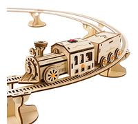 Hallisun 3D Wooden Puzzles Model Kit, Track Train Wooden Model Set, Self Assembly Mechanical Craft Set, Motorized Train Toy Decoration Hobbies Toy for 14+ Teens Adults, as Gift or Collection, 141 PCS