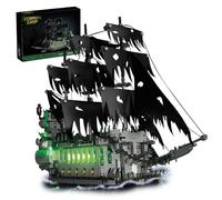 Hallisun Pirate Ship Building Toy with Light, Flying Dutchman Ship Model Mini Block Kit, Ghost Pirate Ship Sail Boat Construction Brick Set, Christmas Birthday Gifts for Adults Children 14+, 1573 PCS