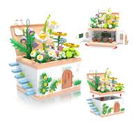 Hallisun Street View Flower House Building Block, Mini Size Flower Room Creative Construction Toys, Plumeria House Simulation Architecture Toy Kit, DIY Bouquet House for Adults Kids 8+, 1218 PCS