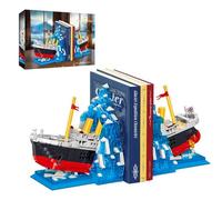 Hallisun Titanic Building Set, Titanic Ship Book Stand Regular Size Building Block, Ship Model with Glacier Bookends, Boat Model Construction Brick Kit Toy Gift Home Decor for Adult 14+, 1202 PCS