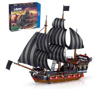 Hallisun Toy Building Block Set, Skeleton Adventure Pirate Ship Regular Size Brick Model, Creative Ship Construction Assembly Toy Christmas Birthday Gift for Adult Teens Kids Boys Girls 8+ 968PCS