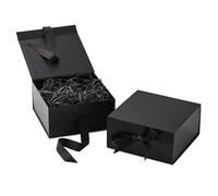 Hallmark 0005EBC1856 Weddings, Groomsmen Gifts, Anniversaries, Valentine's Day, Graduations Two Boxes with Lids and Shredded Paper Filler, Foldable Black