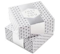 Hallmark 10" Large Gift Boxes with Wrap Bands (2-Pack: Silver and White, Just For You") for Weddings, Graduations, Christmas, Valentine's Day, Birthdays