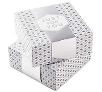 Hallmark 10"""" Large Gift Boxes with Wrap Bands (2-Pack: Silver and White """"Just For You"""") for Weddings Graduations Christmas Birthdays Wrapped
