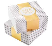 Hallmark 10" Large Gift Boxes with Wrap Bands (2-Pack: White and Gold, For You") for Weddings, Graduations, Valentine's Day, Christmas, Hanukkah, Birthdays