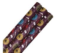 Hallmark 12M Christmas Wrapping Paper, Harry Potter Design, 3 Pack, 4M Each | Harry Potter gift wrap, pack of 3 x 4M bundle, 3 in 1, measuring 12M total, with easy open tear strip and cutting grid