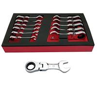 Hallmark 12pc Stubby Ratchet Spanner / Wrench Set with Flexi Ring 8-19mm - BHFSRWSET12