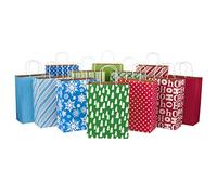 Hallmark 13" Large Christmas Gift Bag Assortment, Holiday Icons (12 Paper Gift Bags in Assorted Designs for Hanukkah or Christmas Gifts | Stripes, Polka Dots, Snowflakes, Christmas Trees)
