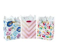 Hallmark 13" Large Gift Bags Assortment with Tissue Paper (Pack of 3 in Floral, Chevron, Dots) for Birthdays, Baby Showers, Bridal Showers, Holidays and More