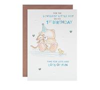 Hallmark 1st Birthday Card For Baby Boy - Forever Friends Embossed Illustrated Design